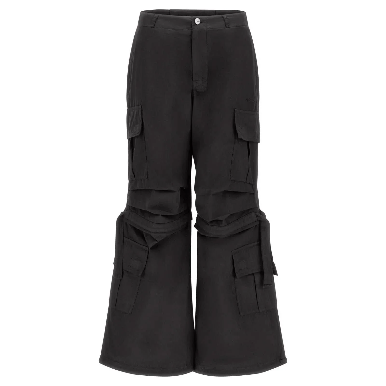 Cargo Trousers - High Waisted - Full Length - Black - Image 7