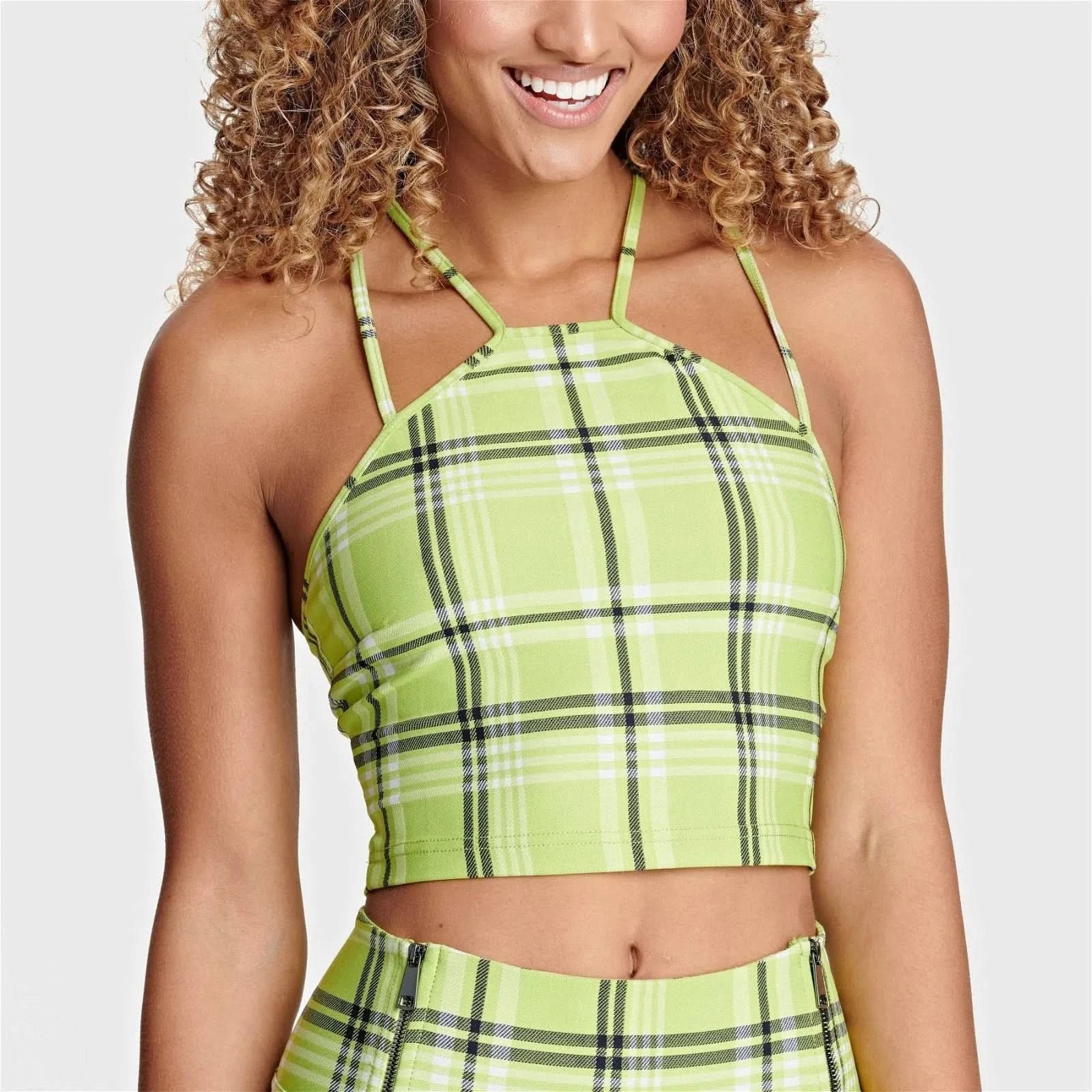 Checkered Crop Top - Green - Image 7