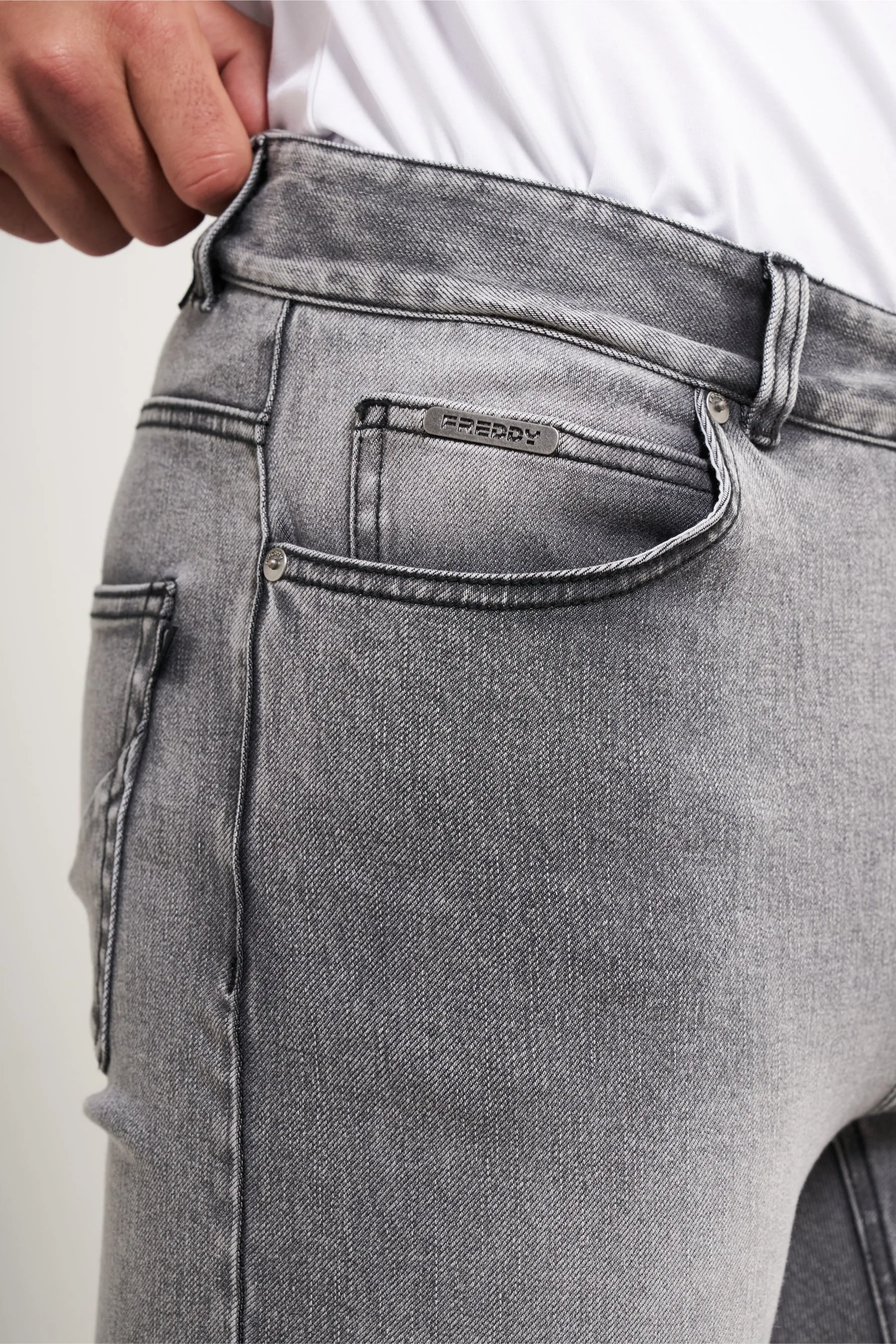 Freddy Men’s Jeans - Slate Grey with Black Stitching - Image 5