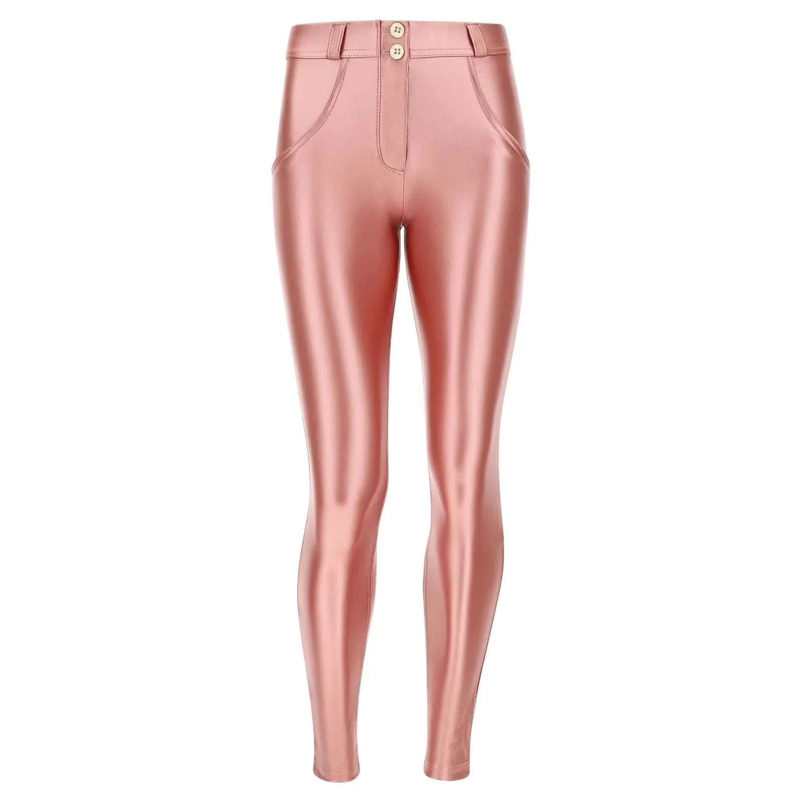 WRUP Metallic Faux Leather - Mid Rise - Full Length - Pink - Image 4