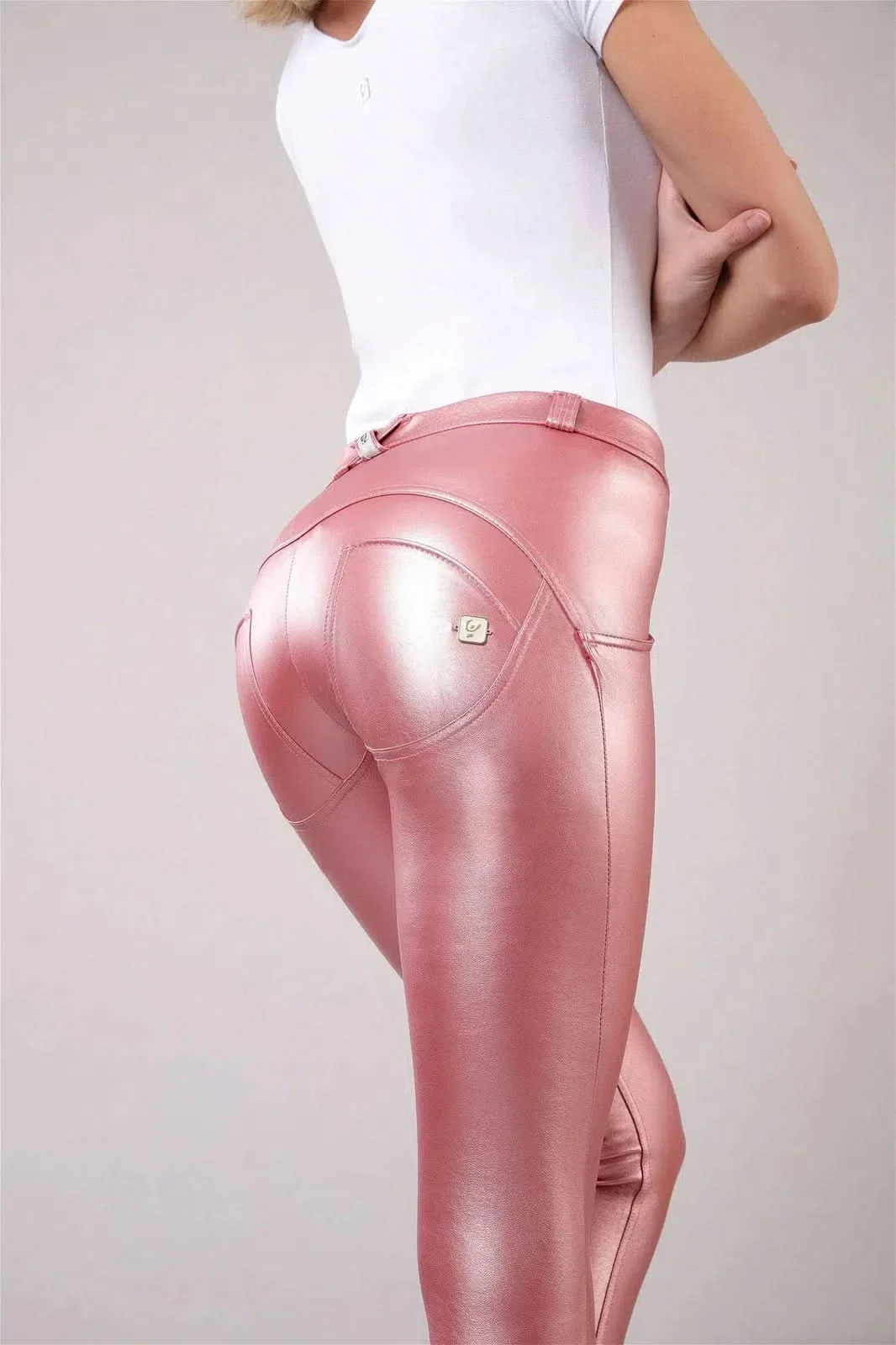 WRUP Metallic Faux Leather - Mid Rise - Full Length - Pink - Image 6