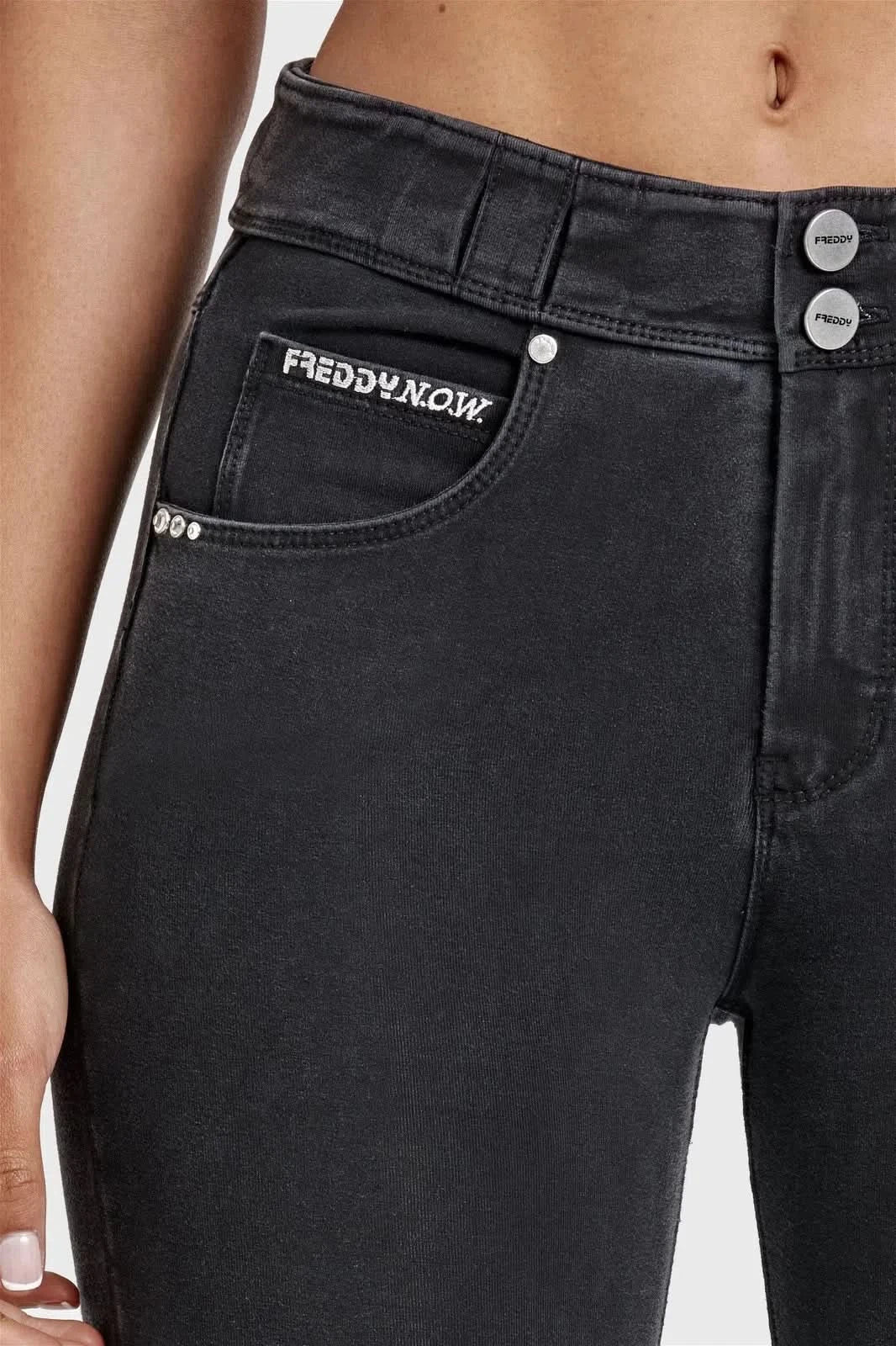 N.O.W® Denim - High Waisted - 7/8 Length - Black + Black Stitching - Image 10