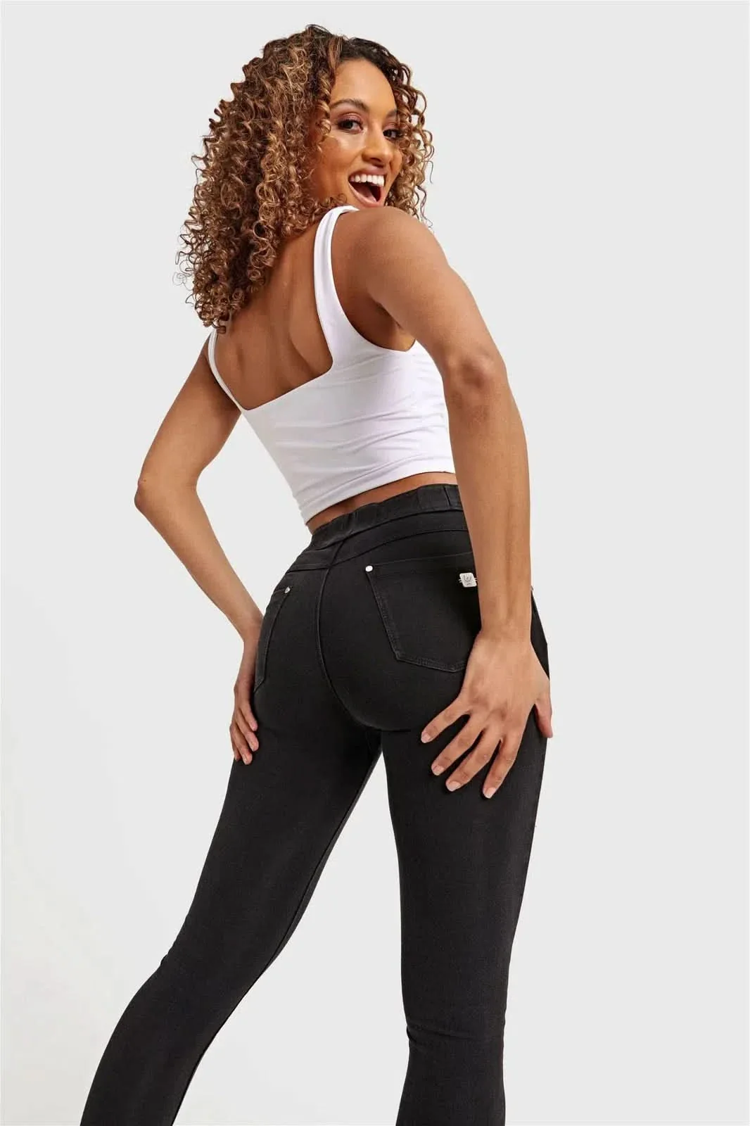 N.O.W® Denim - High Waisted - 7/8 Length - Black + Black Stitching - Image 2