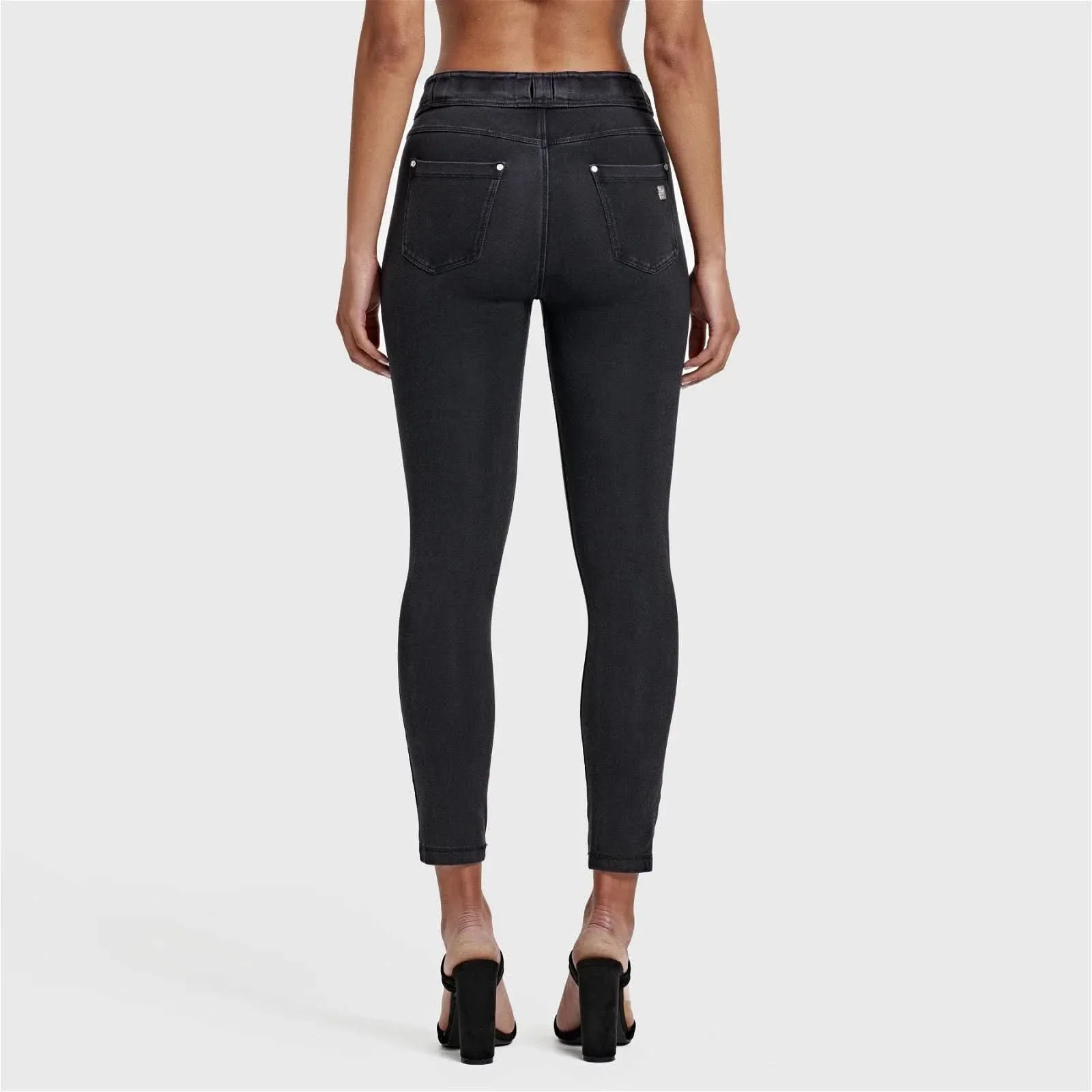 N.O.W® Denim - High Waisted - 7/8 Length - Black + Black Stitching - Image 5