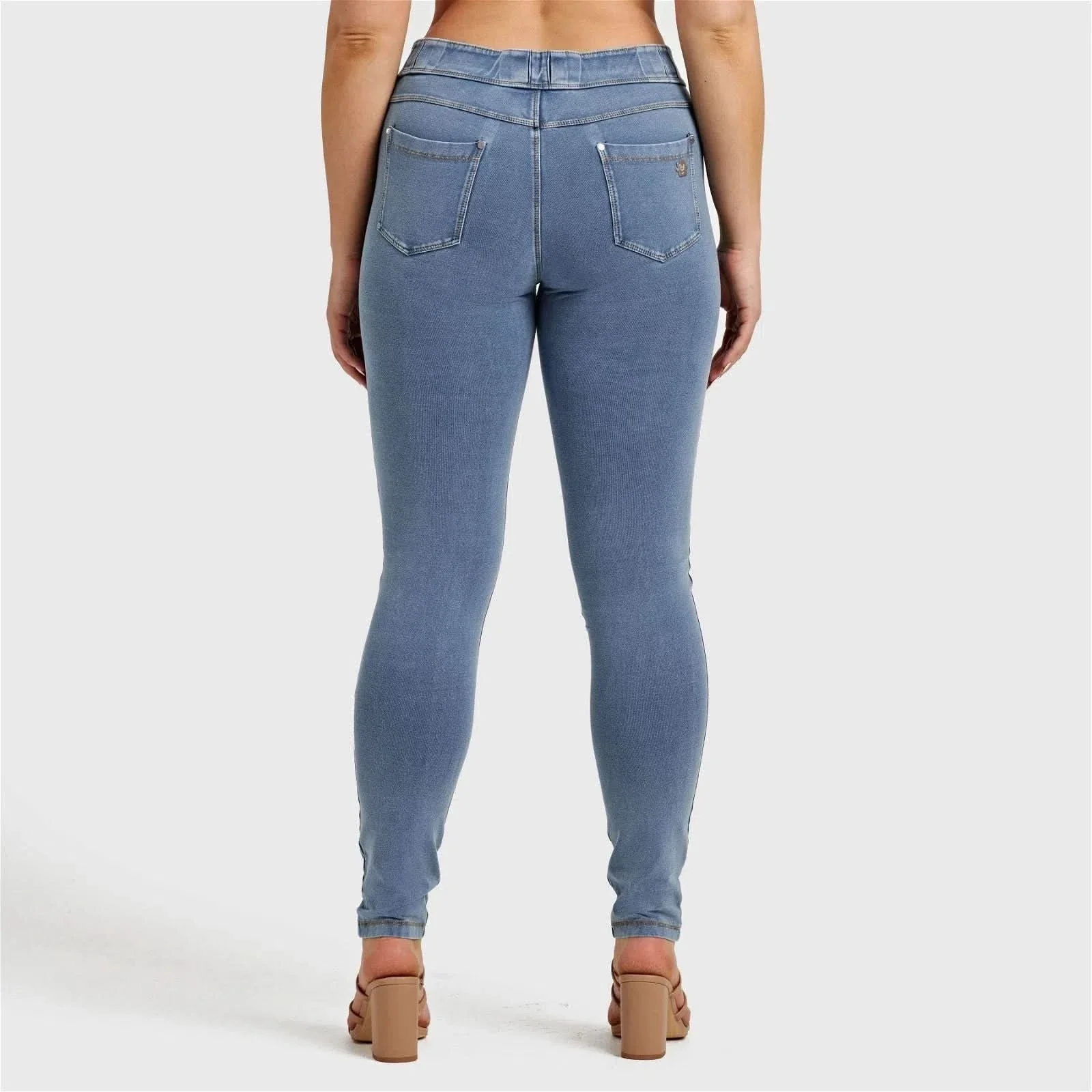 N.O.W® Denim - High Waisted - Full Length - Light Blue + Yellow Stitching - Image 20