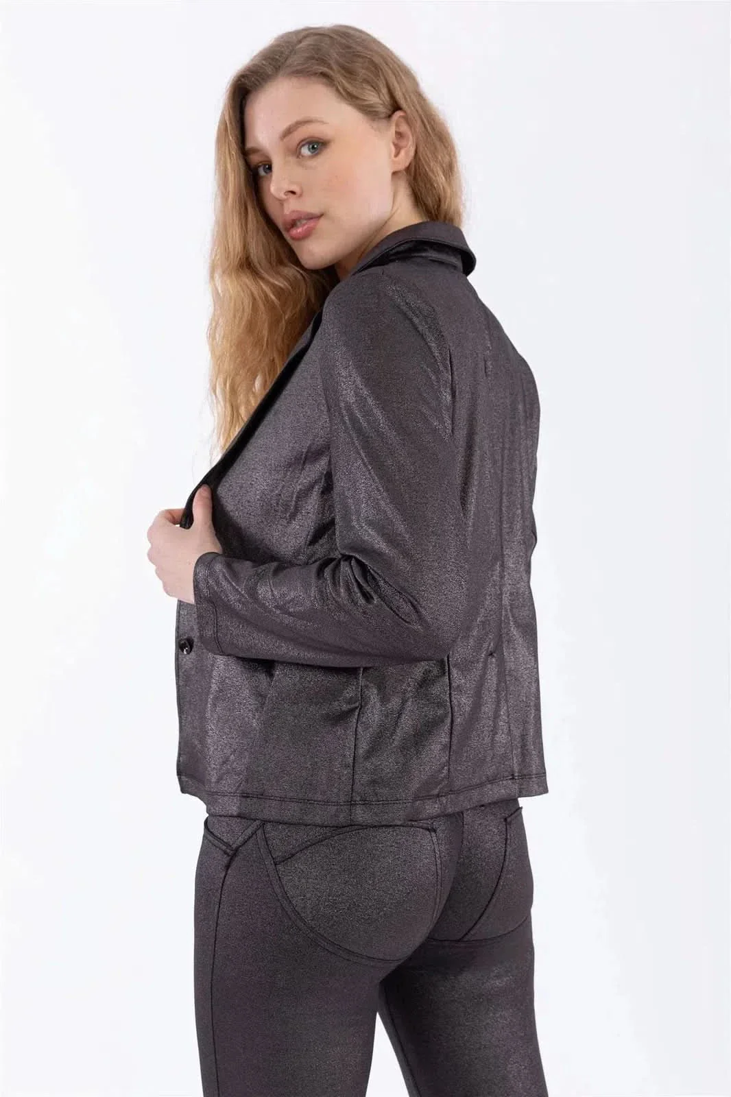 Metallic Blazer - Gray - Image 3