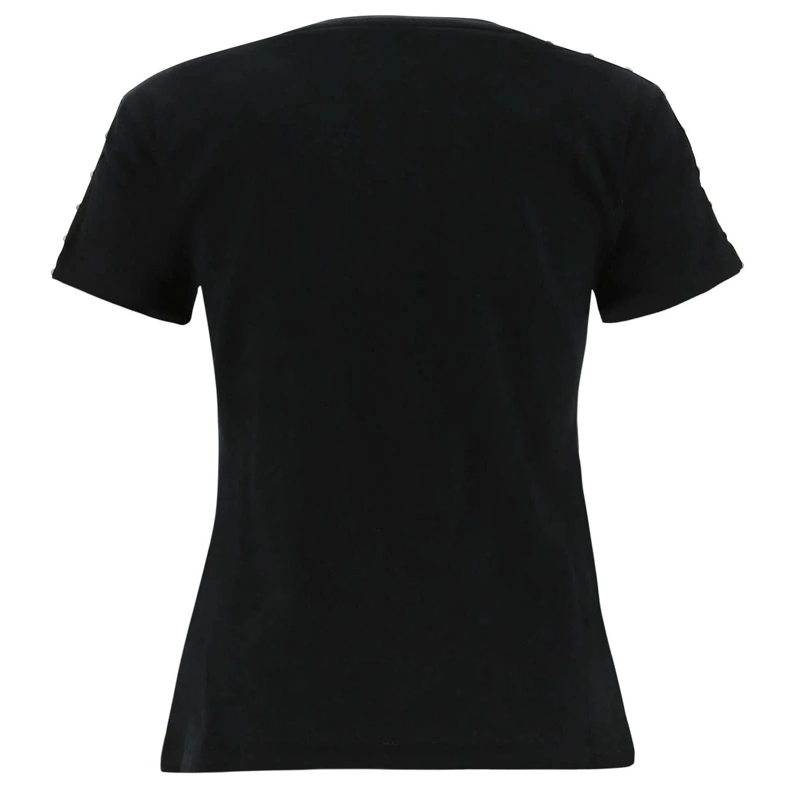 T Shirt with Shoulder Studs - Black - Image 5