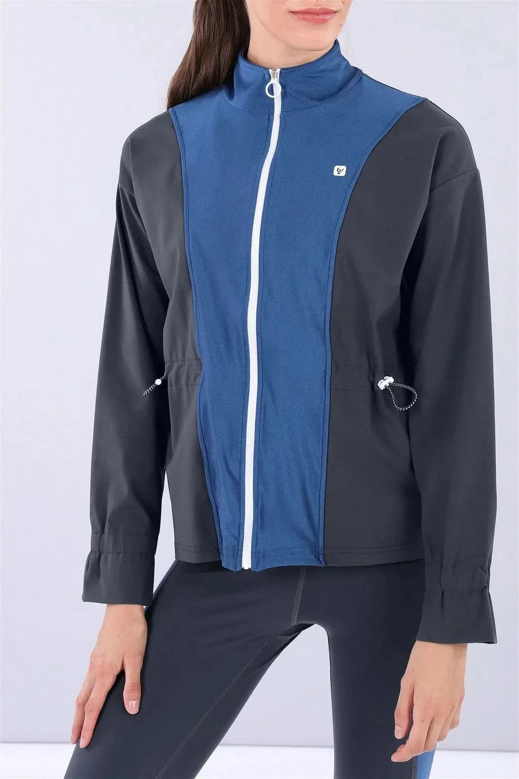 Zip Up Sweatshirt - Black + Blue Panel