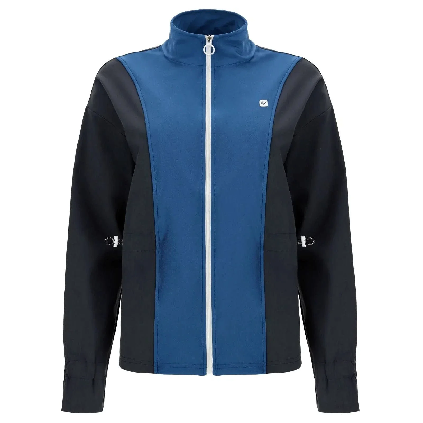 Zip Up Sweatshirt - Black + Blue Panel - Image 3