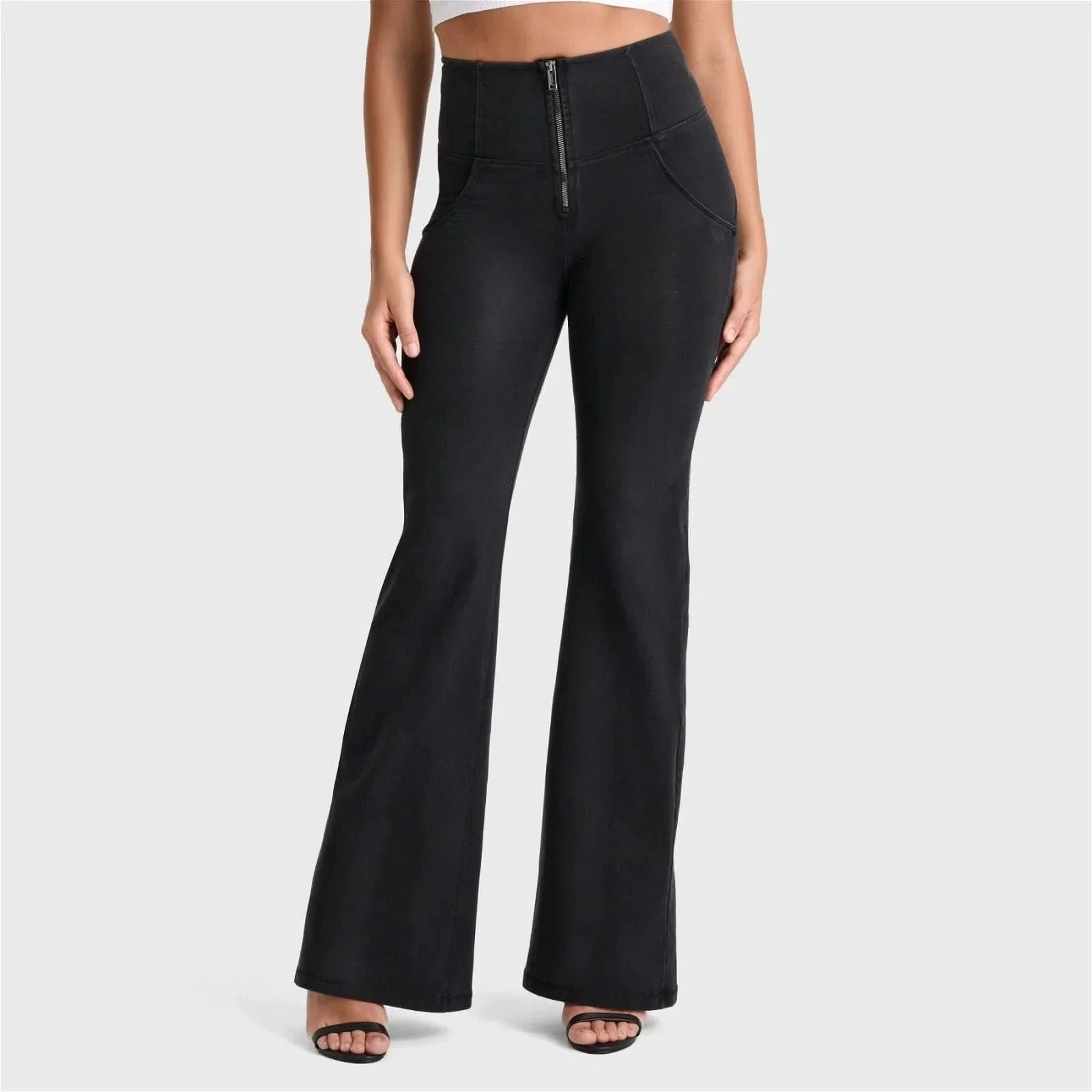 WRUP Denim - High Waisted - Super Flare - Black + Black Stitching - Image 4