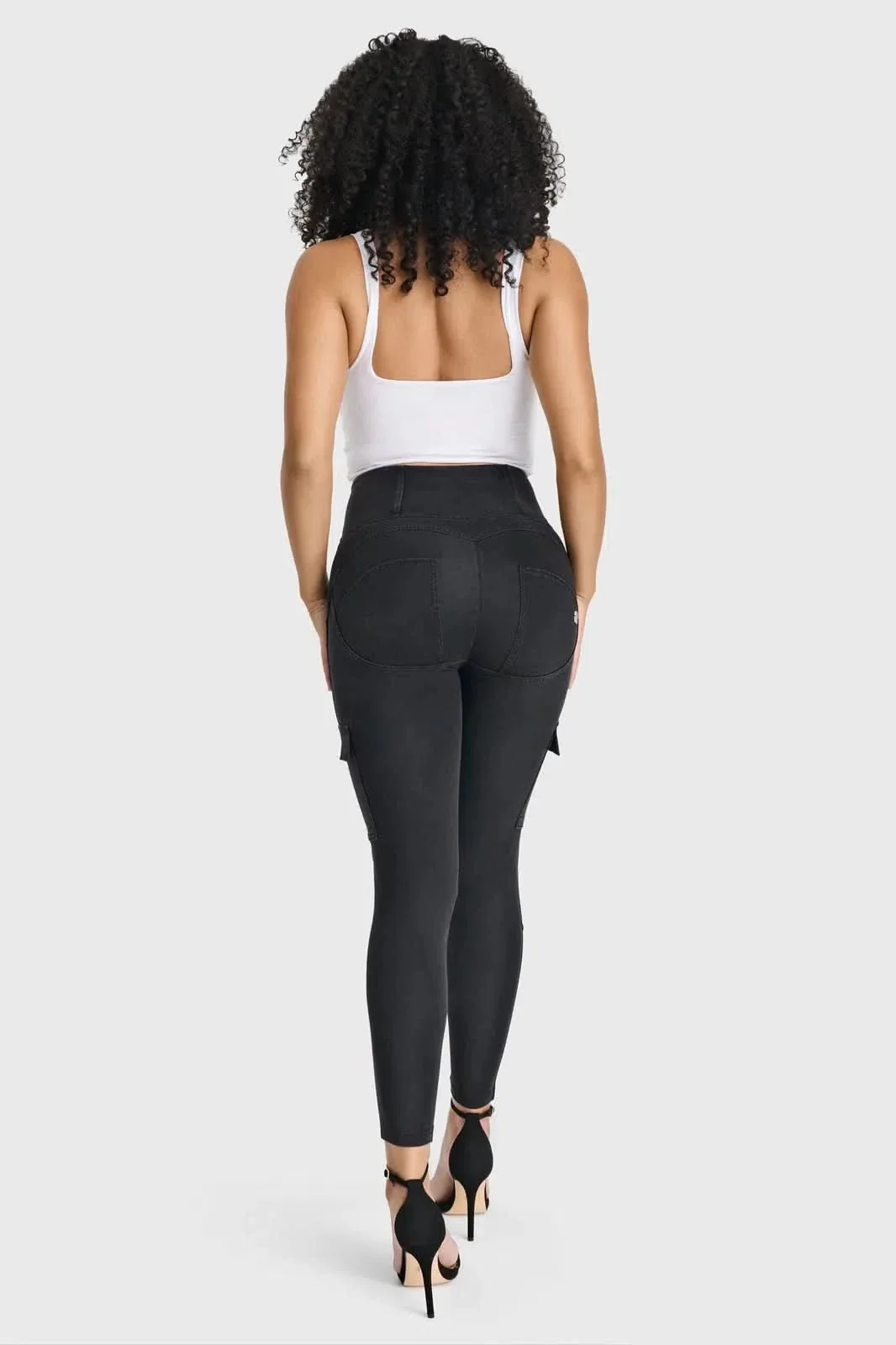 WRUP Cargo Denim - High Waisted - 7/8 Length - Black + Black Stitching - Image 3