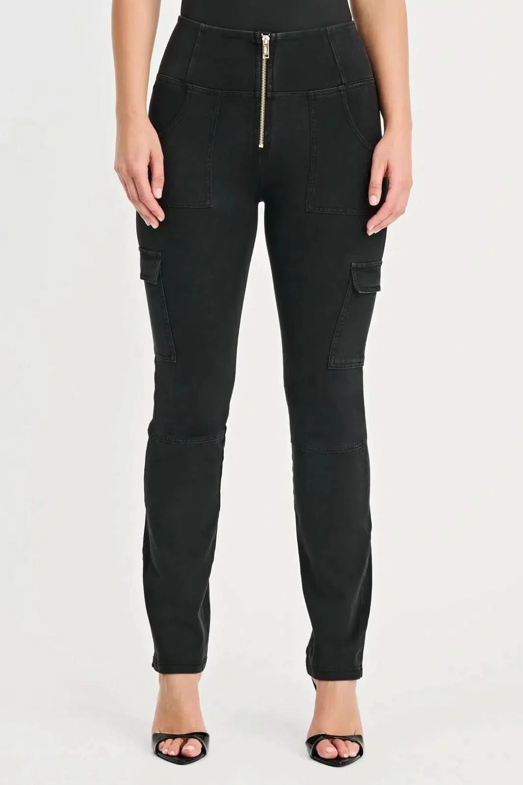 WRUP Cargo Denim - High Waisted - Straight Leg - Black + Black Stitching - Image 7