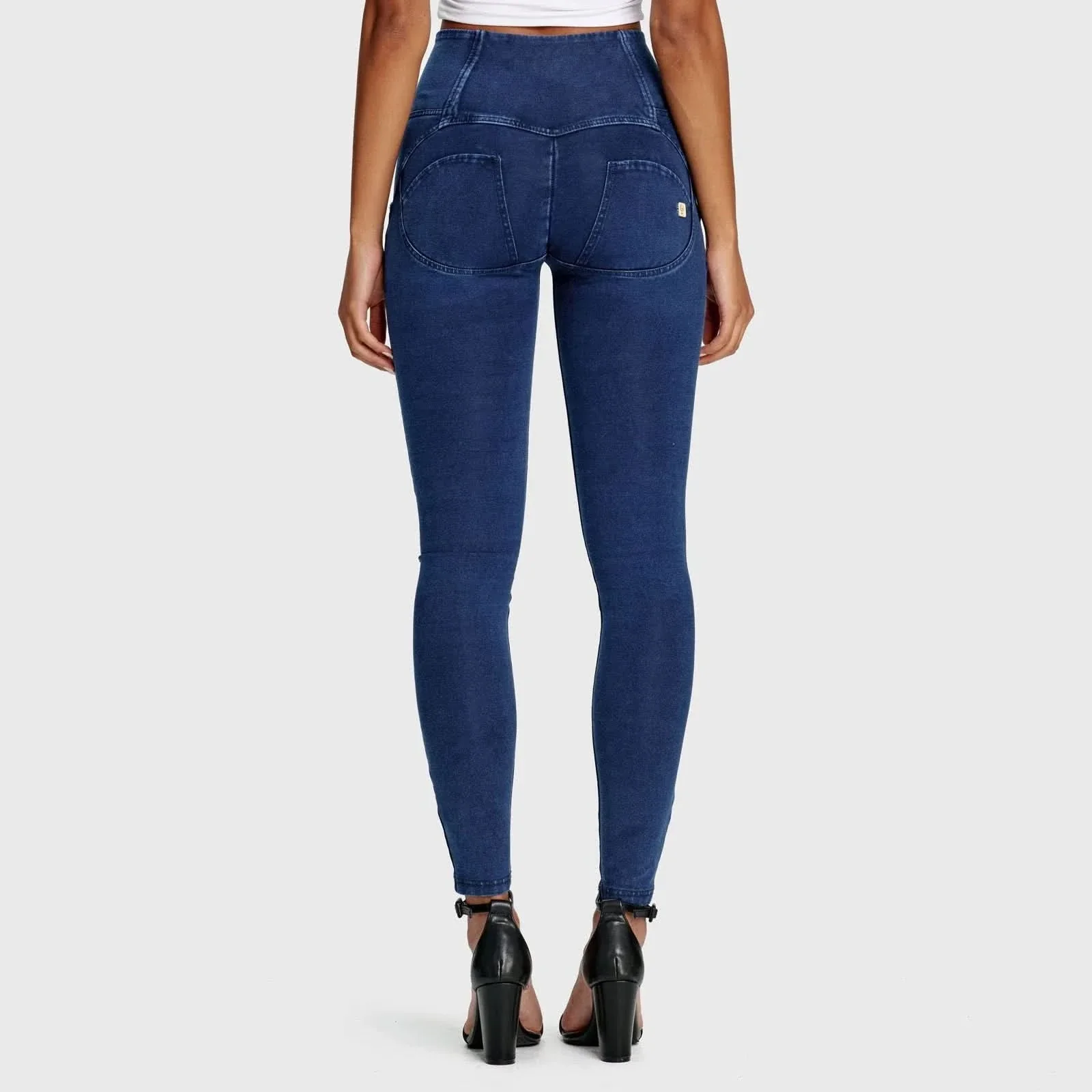 WRUP Denim - 3 Button High Waisted - Full Length - Dark Blue + Blue Stitching - Image 12