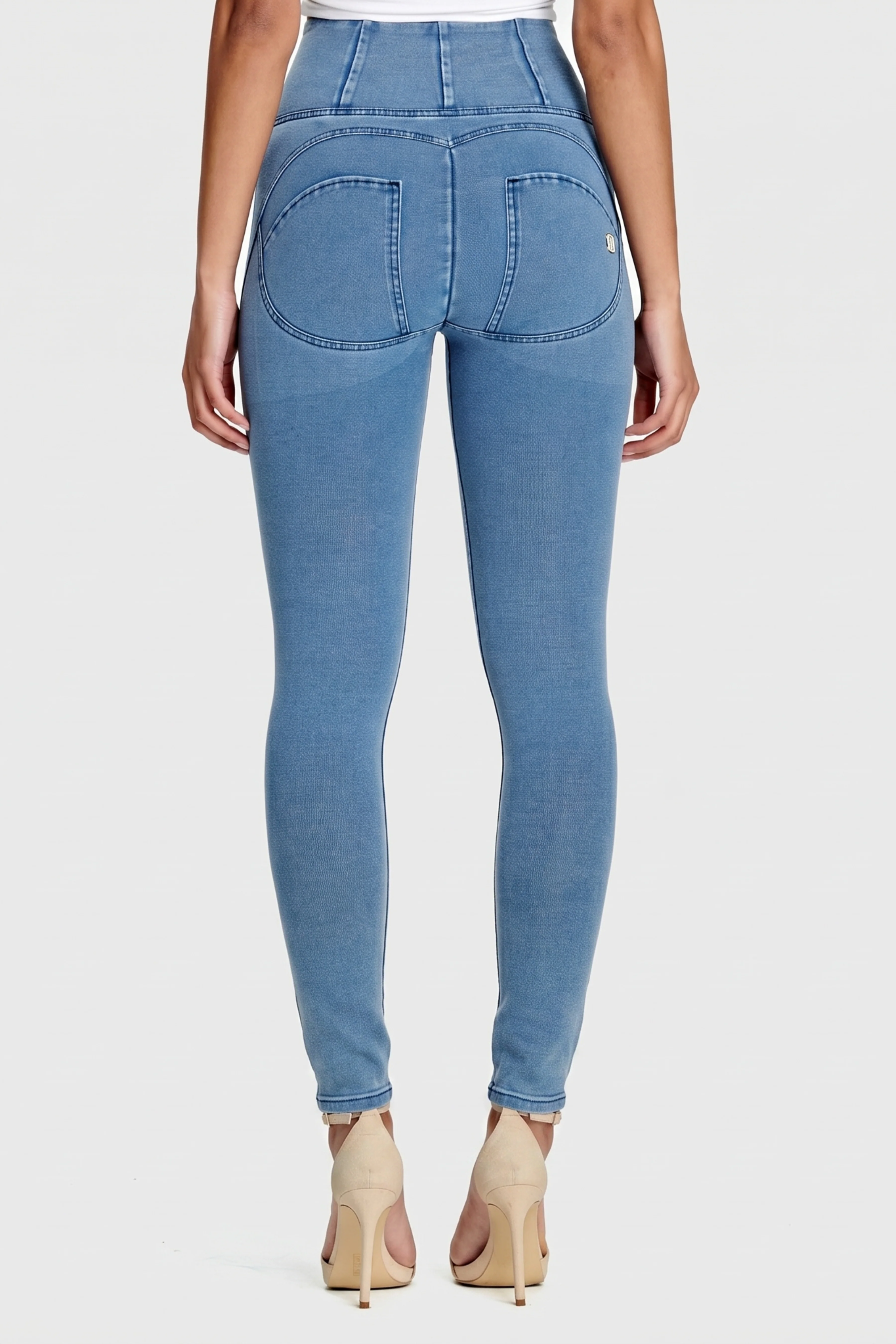 WRUP Denim - High Waisted - Full Length - Light Blue + Blue Stitching - Image 6