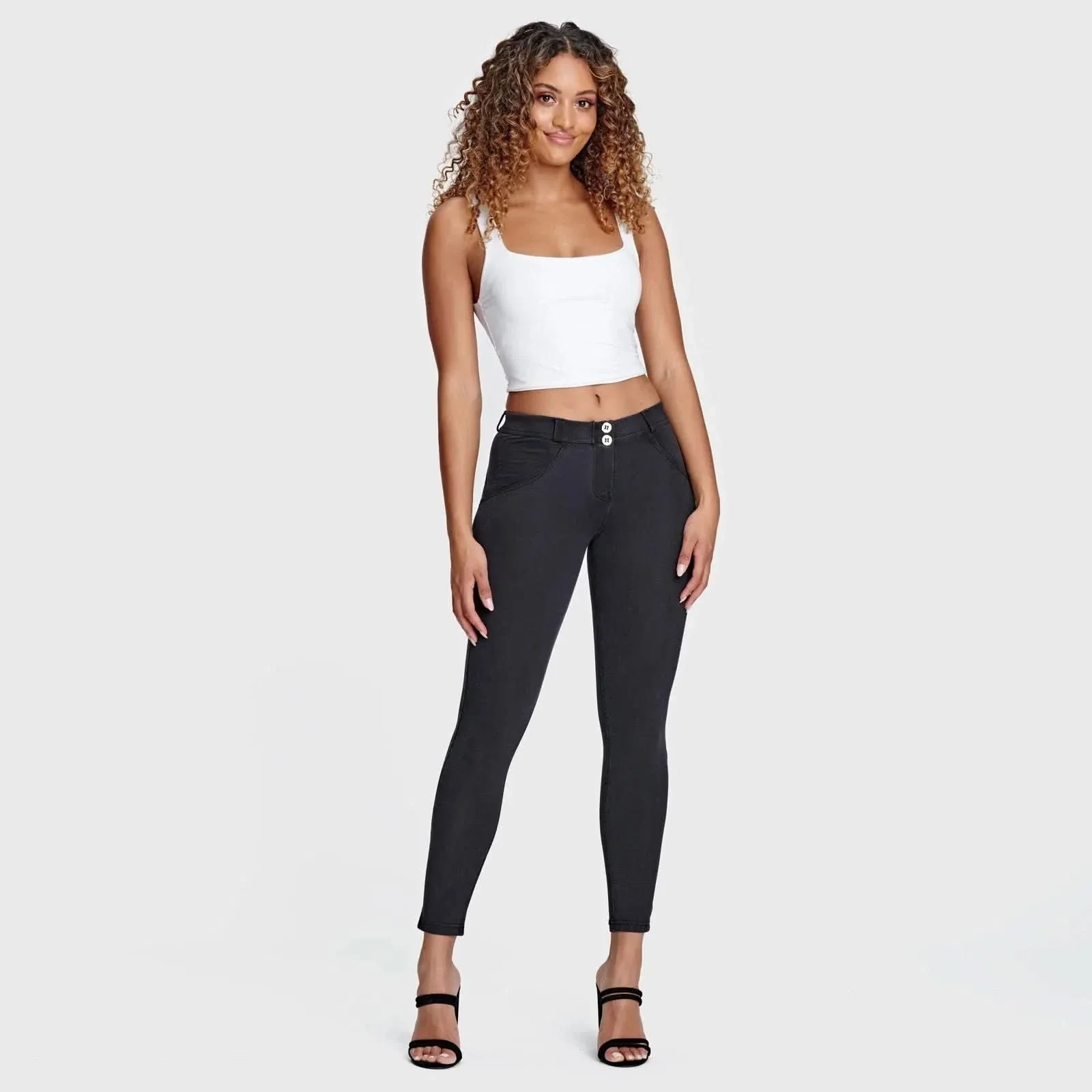 WRUP Denim - Mid Rise - 7/8 Length - Black + Black Stitching - Image 6