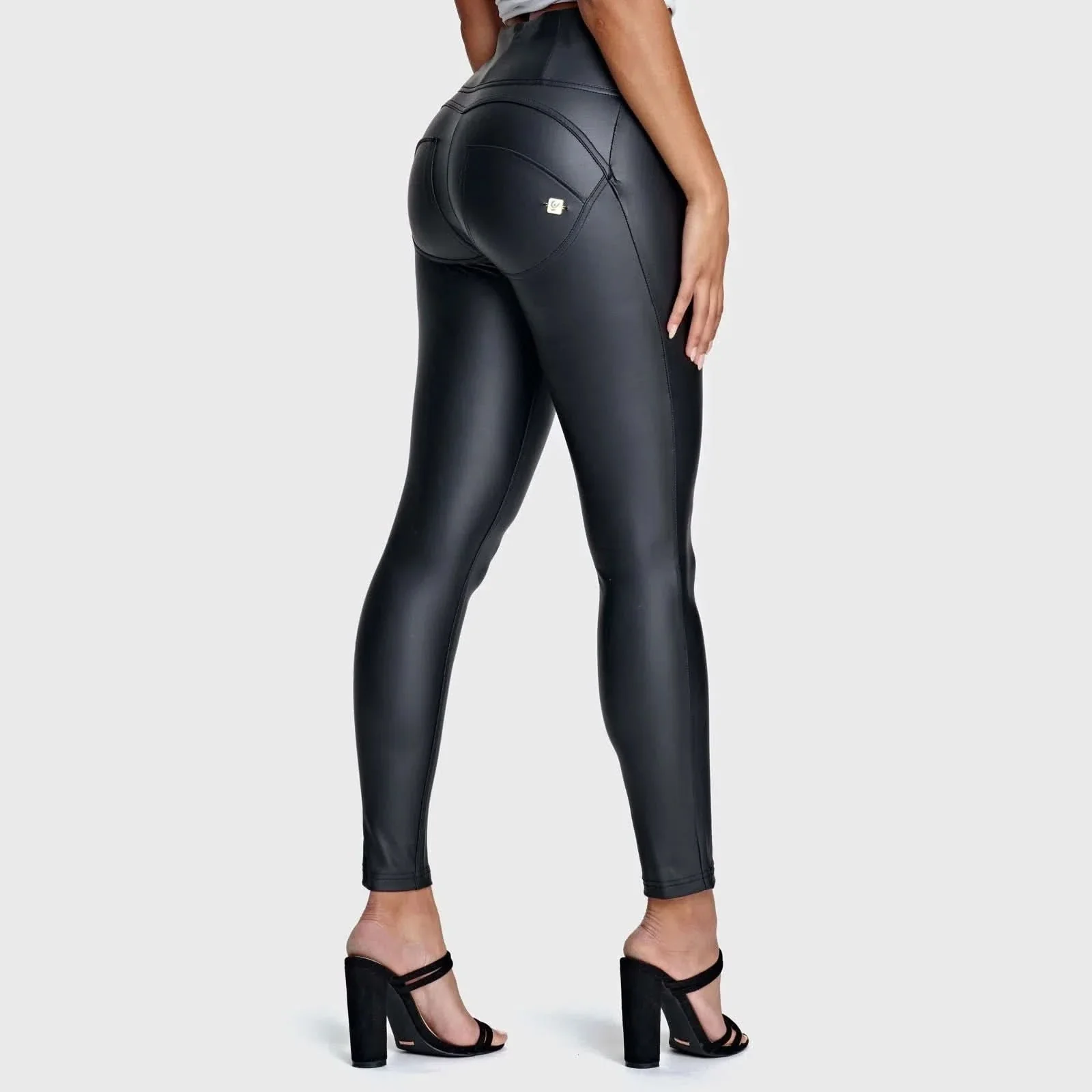 WRUP Faux Leather - High Waisted - Full Length - Black - Image 5