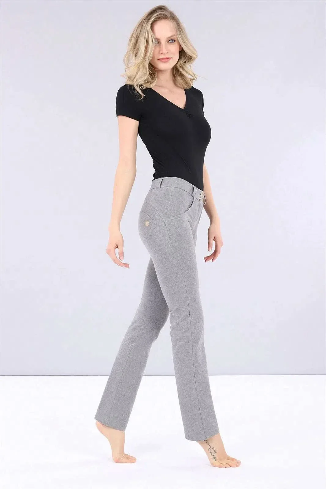 WRUP Fashion - Mid Rise - Straight Leg - Melange Grey - Image 5