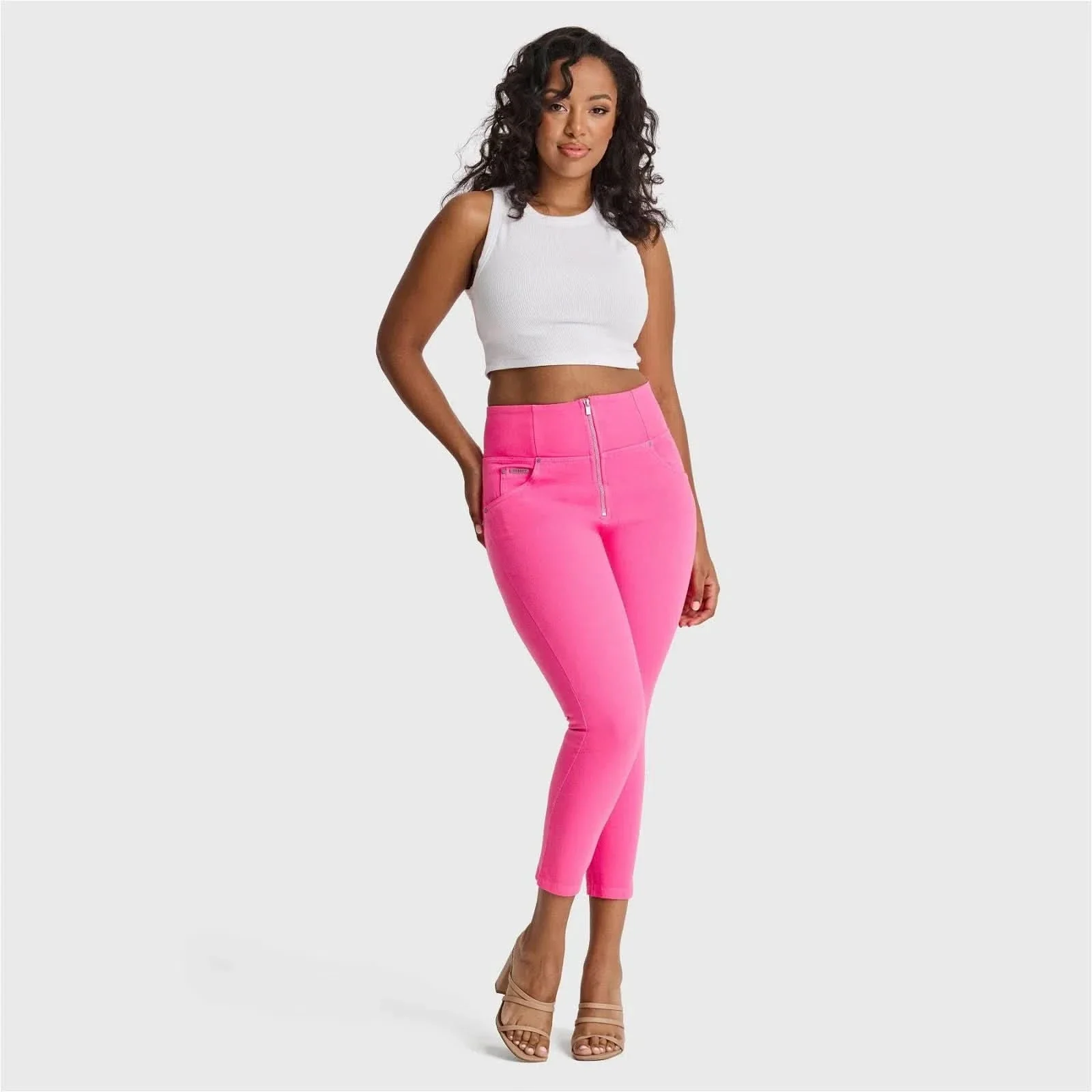 WRUP SNUG Curvy Jeans - High Waisted - 7/8 Length - Candy Pink - Image 2