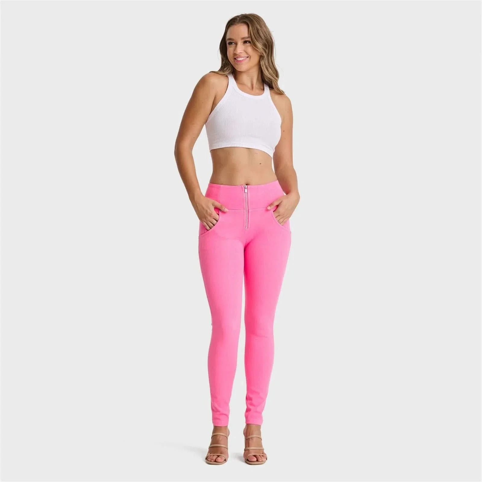 WRUP SNUG Jeans - High Waisted - Full Length - Candy Pink - Image 5