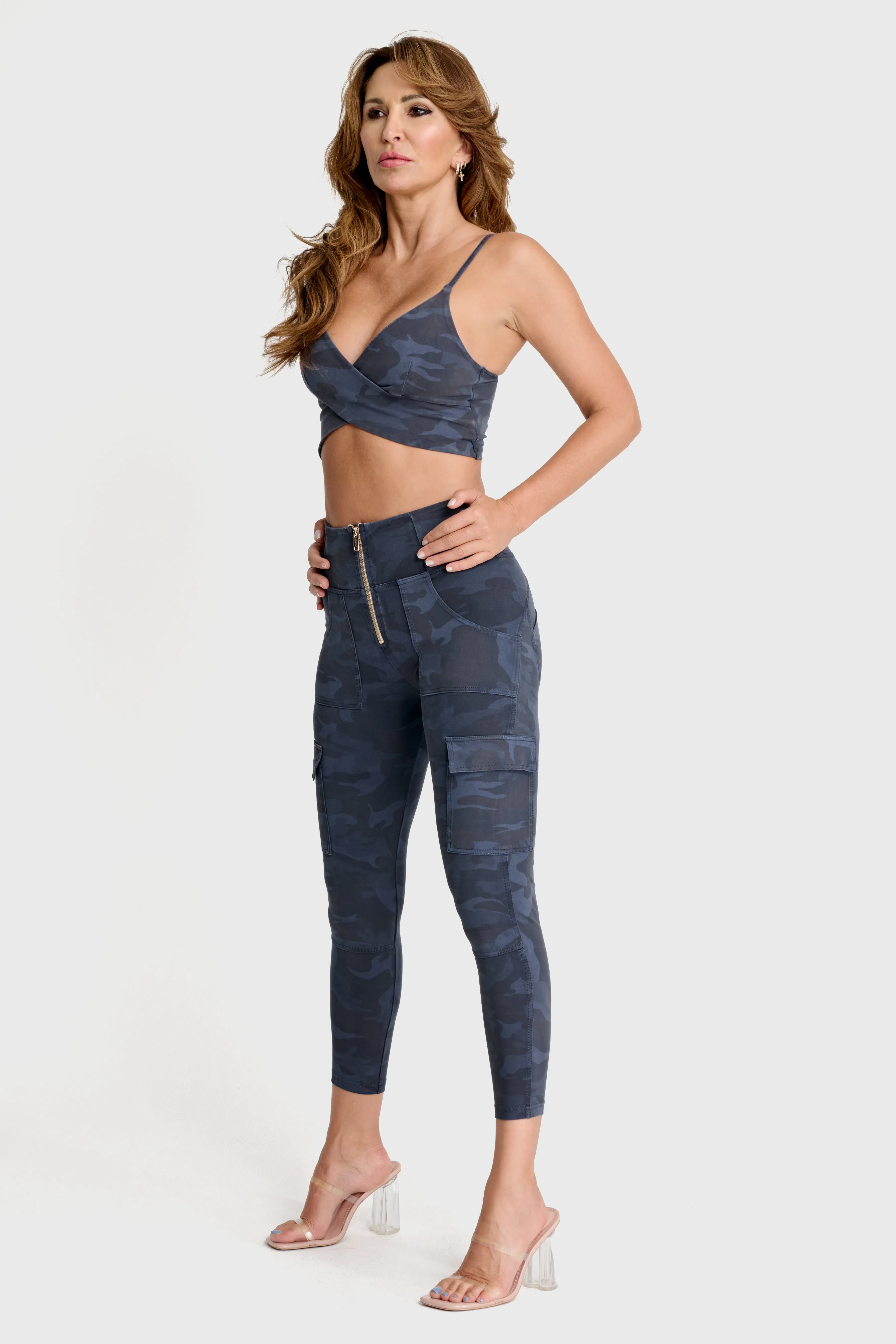 WRUP Cargo Fashion - High Waisted - 7/8 Length - Navy Blue Camo - Image 5